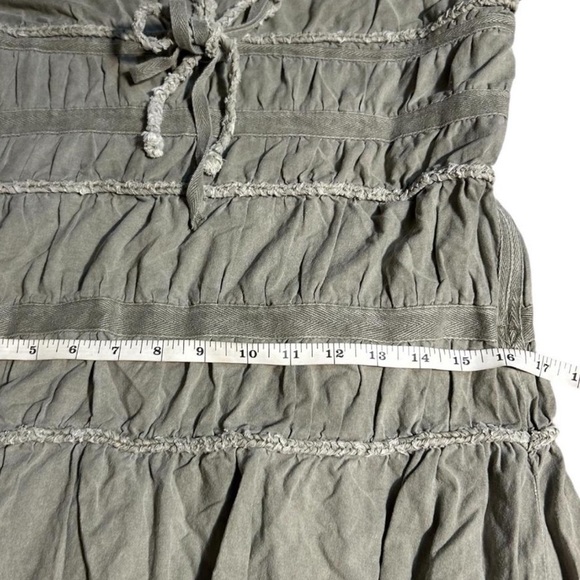 Free People Boho Cottage Spring Olive Green Tiered Dress - Picture 5 of 6